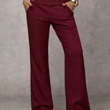 Wide-Leg Trousers with Button Waist