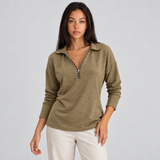 Long Sleeve Half Zip Sweatshirt with Polo Collar