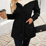 Parka Jacket with Sherpa Fleece Hood and Drawstring Waist