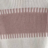 Two Tone Ribbed Knit Sweater with Balloon Sleeves and Ribbed Cuff