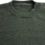 Round Neck Sweater with Striped Sleeves and Ribbed Cuff