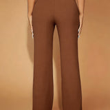 Fitted Flare Pants with High Waist and Front Seam