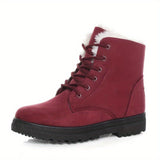 Faux Fur Lined Ankle Boots with Round Toe and Lug Sole