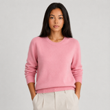 Crew Neck Knit Sweater with Long Sleeves and Ribbed Trim