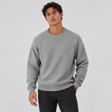 Men's Knit Sweater with Round Neck and Raglan Sleeves