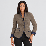 Tailored Blazer with Stand Collar and Flap Pockets