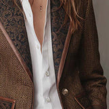 Tweed Blazer with Contrast Trim and Button Front
