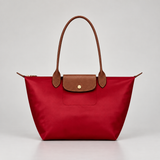 Nylon Tote Bag with Long Shoulder Straps and Snap Button