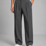 Pleated Wide-Leg Trousers with Side Pockets
