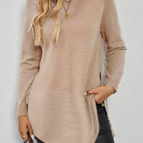 Long Sweater with Side Slits and Long Sleeves