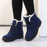 Faux Fur Lined Ankle Boots with Round Toe and Lug Sole