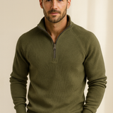 Quarter-Zip Ribbed Knit Sweater