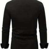 Slim Fit Button Up Shirt with Spread Collar and Long Sleeves