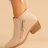 Ankle Boots with Side Zipper and Low Block Heel
