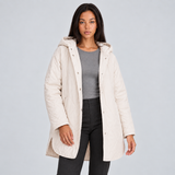 Hooded Quilted Jacket with Snap Button and Side Pockets