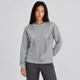 Sequin Panel Sweatshirt with Crew Neck and Long Sleeves