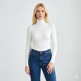 Fitted Ribbed Turtleneck Knit Sweater