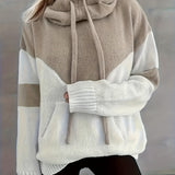 Cowl Neck Sweater with Drawstring and Front Pocket