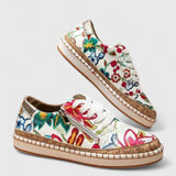 Floral Embroidered Lace-Up Sneakers with Platform Sole