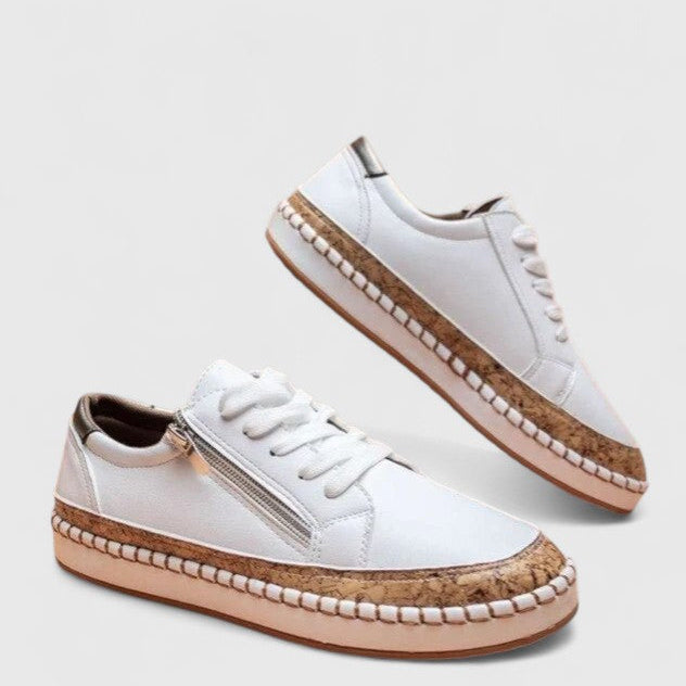 Floral Embroidered Lace-Up Sneakers with Platform Sole