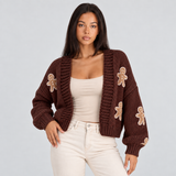 Cropped Open-Front Chunky Knit Cardigan
