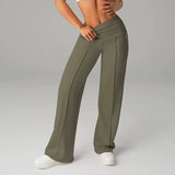 Women's Wide Leg Pants with High Waist and Front Seam Detail for Everyday Wear