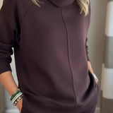 Cowl Neck Drawstring Two-Piece Set with Wide-Leg Pants