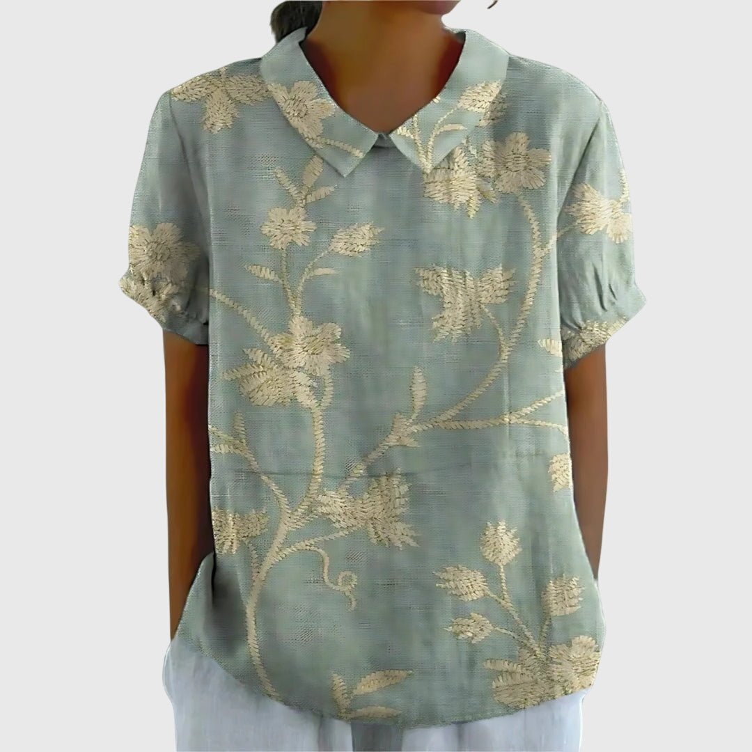 Solene | Floral Button Elegant Blouse Women Summer Casual