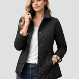 Quilted Jacket with Button Front and Point Collar