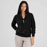 Shawl Collar Knit Sweater with Button Front and Long Sleeves