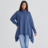 Oversized Turtleneck Sweater with Ribbed Sleeve