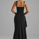 Bodycon Slip Maxi Dress Women Open Back Leg Split Evening Gown