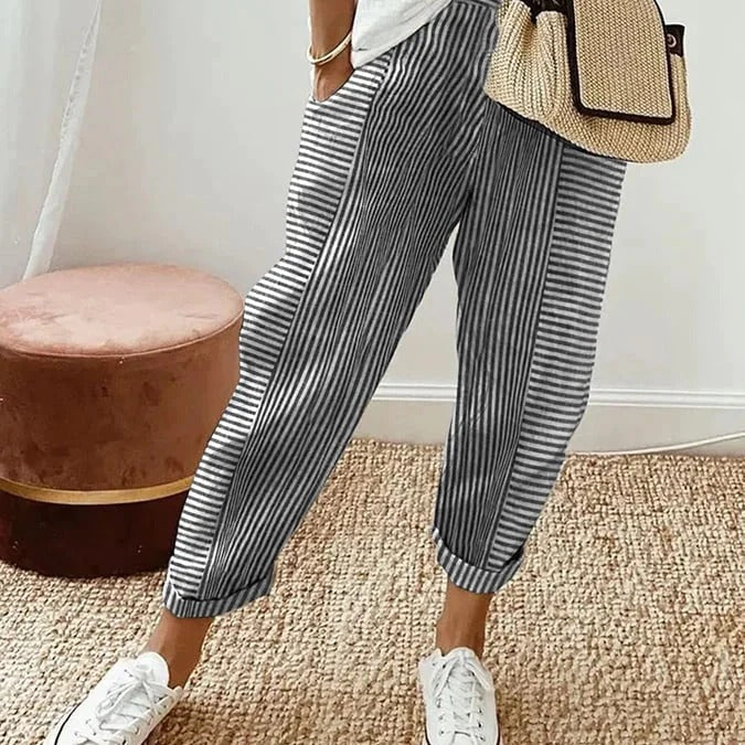 Maelle | Striped Linen Jogger Pants Women Summer Relaxed Casual