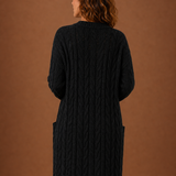 Longline Cable Knit Cardigan with Open Front