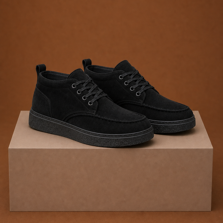 Men's Mid-Top Lace-Up Boots with Round Toe