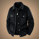 Checkered Jacket with Snap Button Front and Flap Pockets