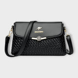Woven Flap Crossbody Bag with Shoulder Strap