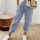 Maelle | Striped Linen Jogger Pants Women Summer Relaxed Casual