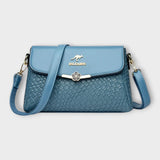 Woven Flap Crossbody Bag with Shoulder Strap