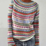 Multicolor Knit Sweater with Crew Neck