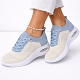 Color Block Knit Lace-Up Sneakers with Platform Sole
