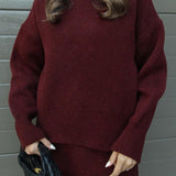 Oversized Knit Sweater Two-Piece Skirt Set