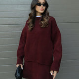 Oversized Knit Sweater Two-Piece Skirt Set