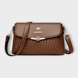 Woven Flap Crossbody Bag with Shoulder Strap