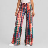 Geometric Print Wide-Leg Pants with High Waist