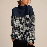 Turtleneck Sweater with Chevron Pattern