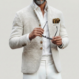 Tailored Blazer with Mandarin Collar and Button Front