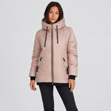 Diamond Quilted Hooded Jacket with Drawstring and Zip Front