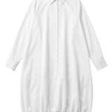Oversized Collared Shirt Midi Dress with Button Front