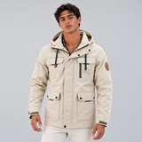 Hooded Parka Jacket with Zip Front and Flap Pockets